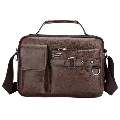 Sac à bandoulière pour hommes en cuir rétro et mallette de grande capacité