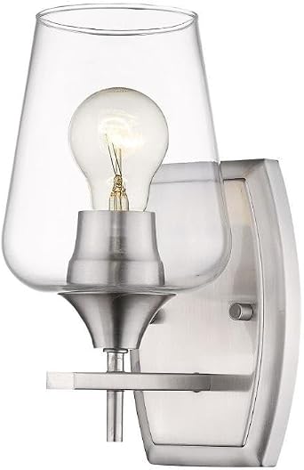 1 Light Shabby Chic Steel Wall Sconce with Clear Glass-9.5 inches H by 5 inches W-Brushed Nickel Finish 372-Bel-4314780
