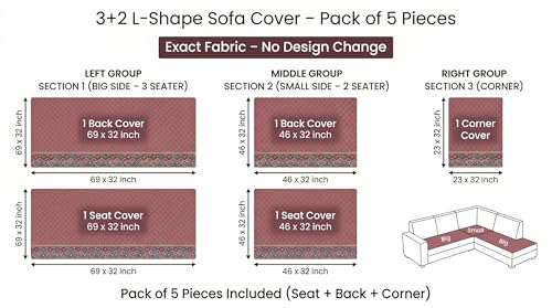 Image of Velvet L Shape 3+2 (5 Seater) Sofa Cover Fully Covered | Anti Skid Non Slip | Plain Onion Pink | Washable Furniture Protector