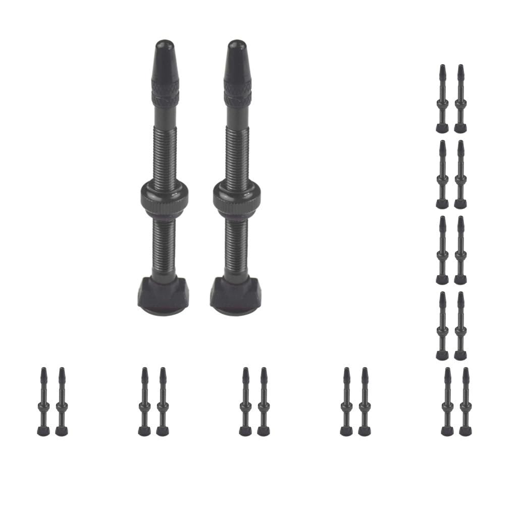 Presta-Ventil-Set, 60 mm, für schlauchloses Presta-Ventil, Aluminiumlegierung, Schwarz, 10 Stück