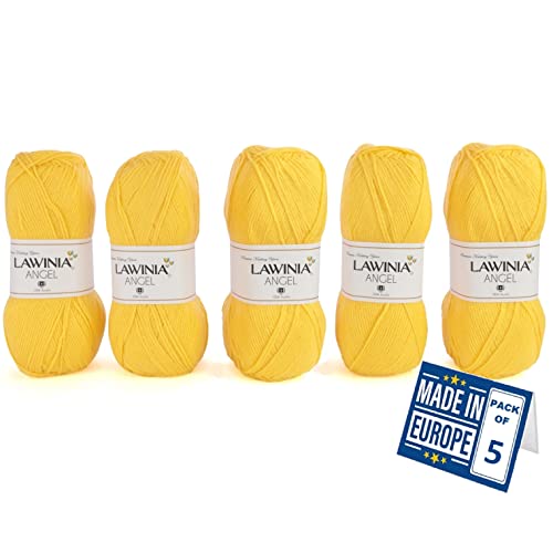 LAWINIA - Angel Premium Ultra Soft Double Knitting Wool 100g Balls x 5-280m 100% Acrylic Oeko-TEX Certified, Hypoallergenic & Vegan, Acrylic DK Wool for Knitting and Crochet Yarn Dk Knitting Yarn