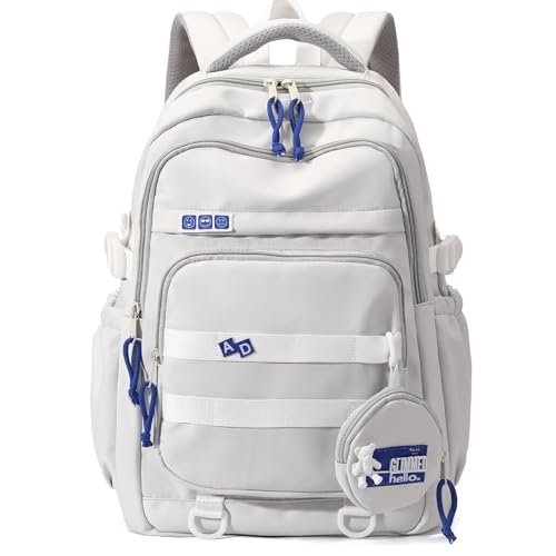 LANSHIYA Cute Aesthetic Backpack for Girls Middle School Students Bookbag Teens Solid Color Lightweight Travel Daypack Casual Schoolbag with Coin Pouch,Grey by LANSHIYA - Used condition - US$17.37
