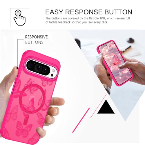 Coque Google Pixel 10 MagSafe BENTOBEN motif papillon rose