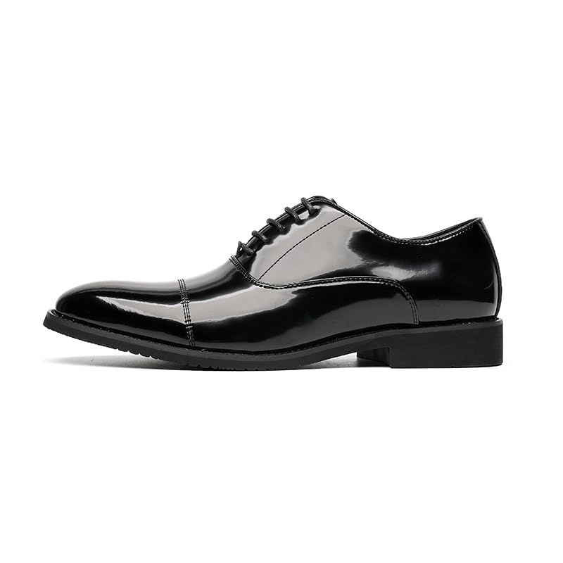 Formal Dress Shoes for Men Lace Up Pointed Toe Vegan Leather Cap Toe Oxford Shoes Non Slip Block Heel Rubber Sole Anti-Slip Classic2