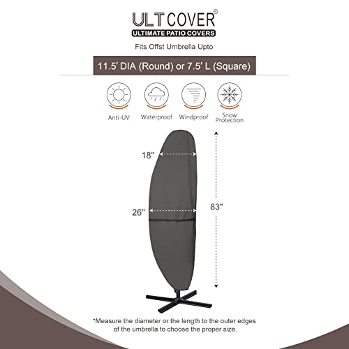 image for ULTCOVER Patio Parasol 600D Waterproof Outdoor Offset Banana Style Umb