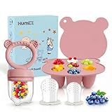 MumEZ Mangeoire à Fruits pour bébé – grignoteuse bébé Ensemble de mangeoires Pratiques pour, Voyage Auto-Alimentation Facile avec tétine pour Nourriture, Plateaux de congélation Inclus (Rose Poudre)