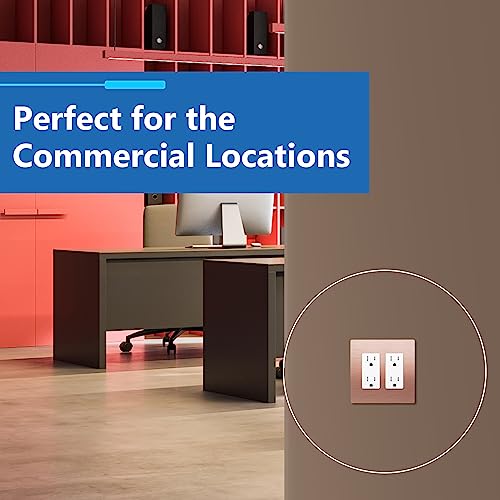 Image of LIDER Double Decorator Metal Wall Plate, Temperature and Impact Resistant, Screwless Cover, Modern Upgrade, Mid-Size 2-Gang 4.88 inch x 4.92 inch, UL Listed, Stainless Steel, Brushed Rose Gold, 1-Pack