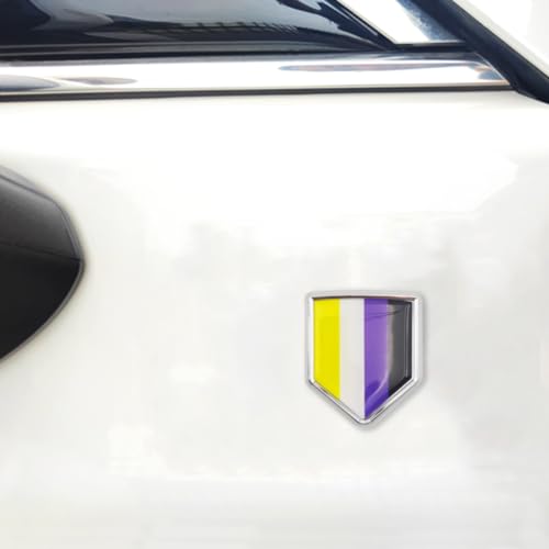 Calcomanías de Bandera del Orgullo NB No Binarias Cromadas para Parachoques de Coche LGBT 4