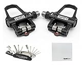 SRM Upgraded X-Power Road Dual-Sided Power Meter Pedals – Short Spindle | SPD-SL Cleat Compatible | ±2% Accuracy | Bluetooth & ANT+ | Rechargeable Pedal with StarlitGem Multitool Kit & Cleaning Cloth
