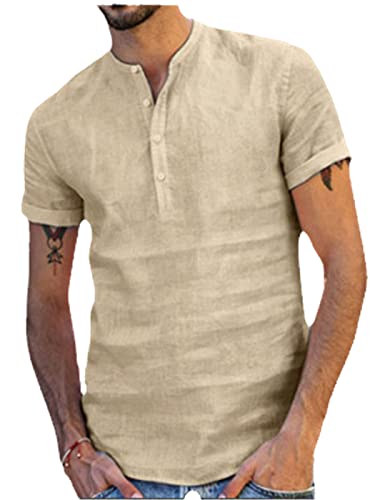 Chemise col montant homme confection solide vêtement d'été premium L