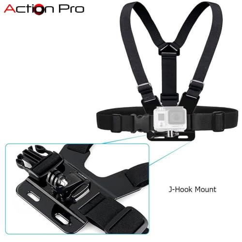 Image of Action Pro Chest Belt Head Belt 360 Clamp Mount J Hook Buckle with 2 Screw Compatible with GoPro-13 /12 /11 /10 /9 /8 /7 /6 /5 /4 /3+ /3 /Insta-360 /SJCAM /Yi /4K Action Cameras