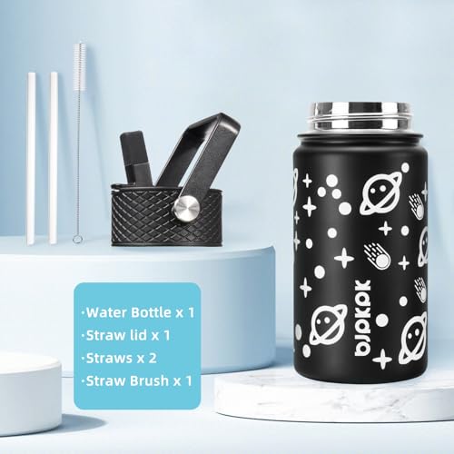 Image of BJPKPK Insulated Water Bottle, 15oz Stainless Steel with Straw Lid