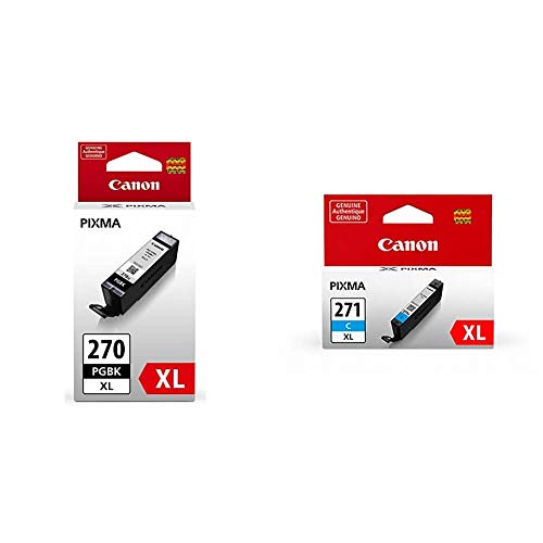 Canon PGI-270XL Pigment Black Ink Tank Compatible to MG6820, MG6821, MG6822, MG5720, MG5721, MG5722, MG7720, TS5020, TS6020, TS8020, TS9020 & CLI-271XL Cyan Ink Tank