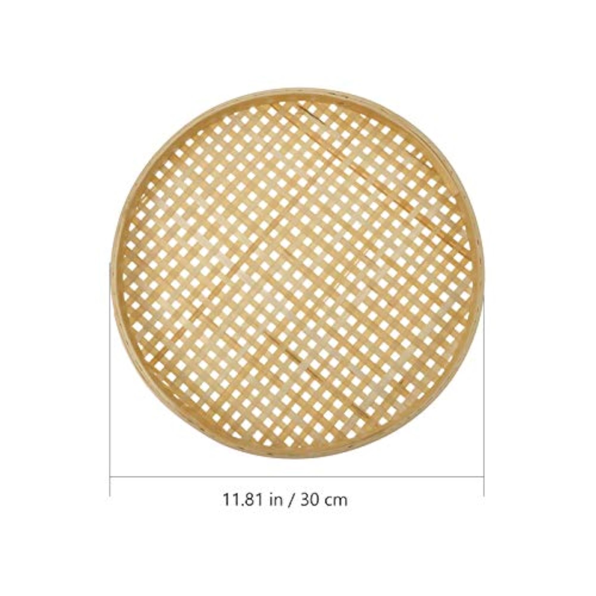 Woven Bamboo Basket Handwoven Round Fruit Storage Tray