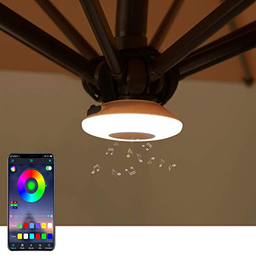 40% Off Discount Wikiwiki Umbrella Light with Bluetooth Speaker Patio Umbrella Lights LED APP Control RGB Outdoor Light for Yard, Patio, Camping, or Indoor Use