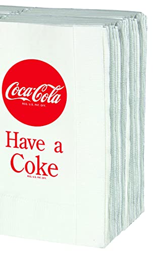 Tablecraft CC380 Coca-Cola Logo Printed Napkins (100 Pack), Red Paper Napkins 13”x13”, Beverage Napkins, Luncheon Napkins, Square Napkins for Restaurants, Cafes, Catering, Parties, and Everyday Use