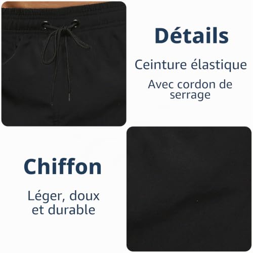 EDOTON Maillot de Bain Homme avec Poche Zippée Short de Bain Imperméable à Séchage Rapide Short de Bain avec Cordon de Serrage Réglable – vue 4