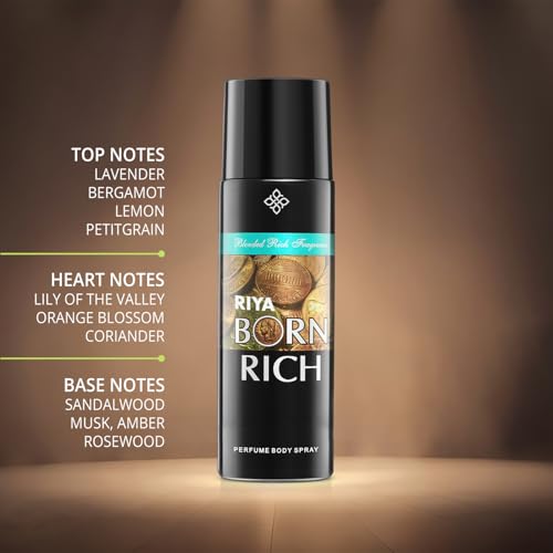 Image of Riya Born Rich Deodorant | Blended Rich Fragrance | Body Spray 200 Ml | Long Lasting
