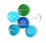Lifeforce Glass The Glow of Faith Frosted, Scriptures and Expressions of Faith on Frosted Sea Glass Stones, Inc, Set I