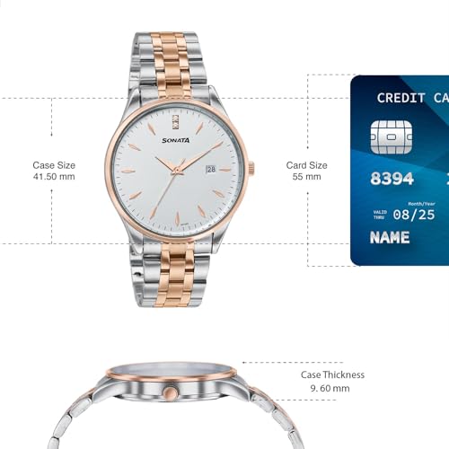 Image of Sonata Jashn with Quartz Analog White Dial IPS+IPRG Strap Men and Women (Pair) Wedding Watch - 7721087125KM01
