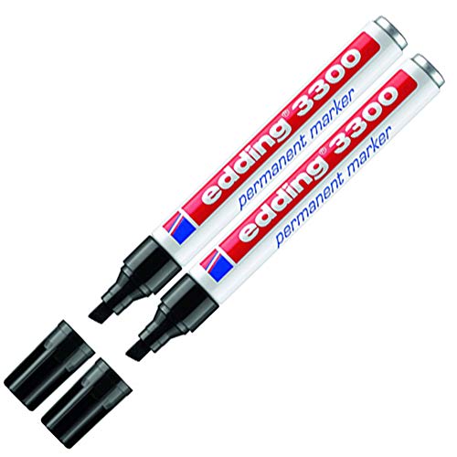 edding Permanentmarker edding 3300, nachfüllbar, 1-5 mm (2x schwarz)