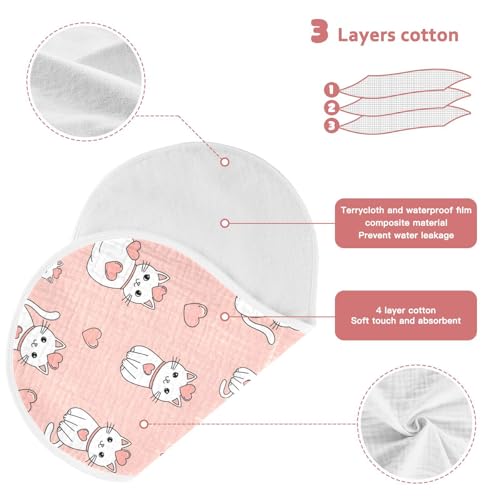 J JOYSAY Cute Cats Hearts Pink Baby Burp Cloths for Boys Girls Large 22''x11'' Cotton 4 Layer Burp Cloths for Unisex one sizex43