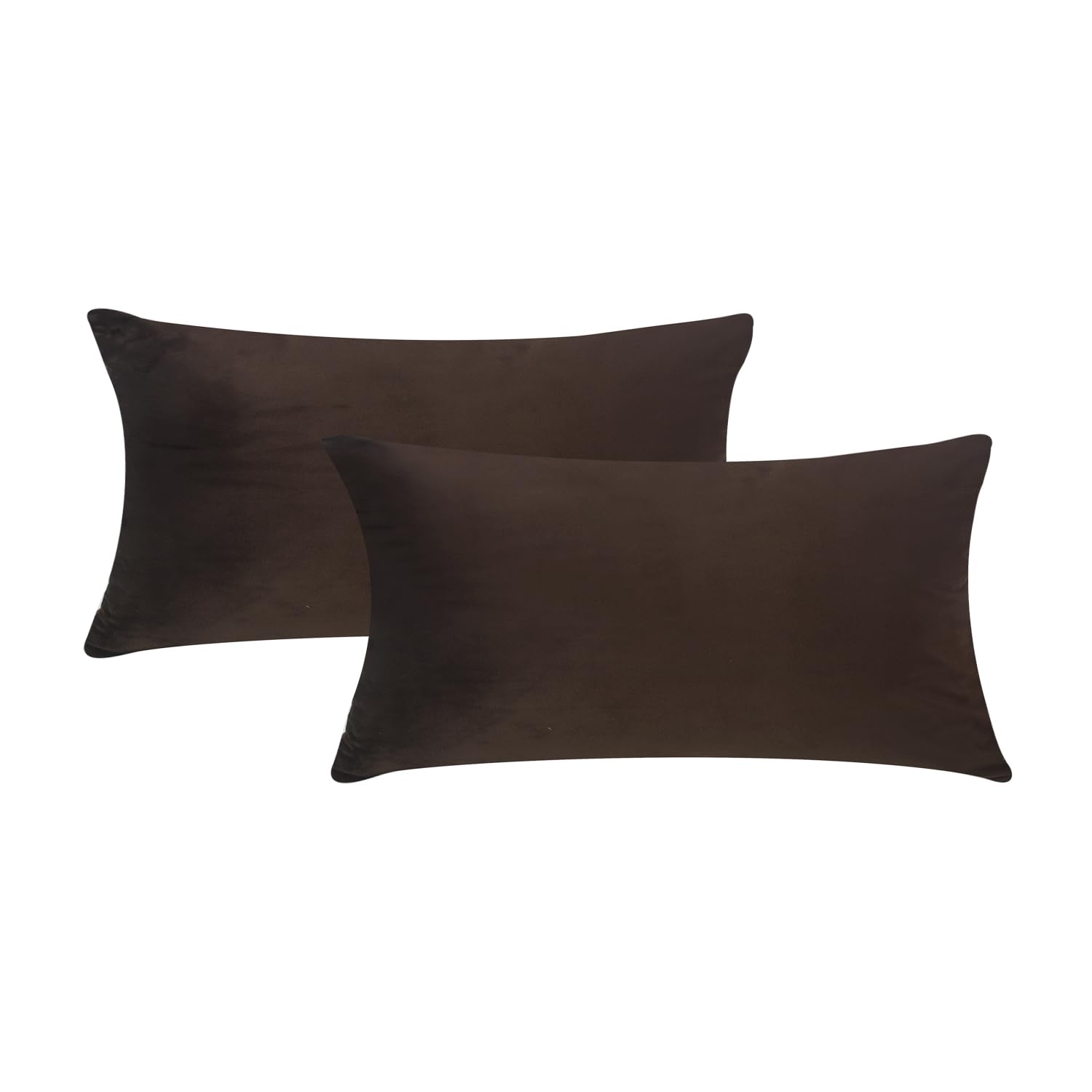 Hadi London Chocolate Velvet Cushion Covers Set Of 2 Rectangle Cushions Cover For Sofa Bedroom Living Room With Invisible Zipper Fit Up To 30 X 51 Cm Or 12X20 Inch Inner