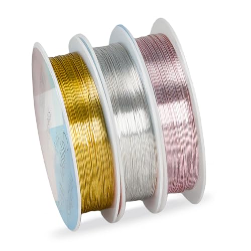 28 Gauge Copper Wire Jewelry Beading Wires 3 Roll 0.3mm Beading Wires for Pendant Making Art Craft DIY Weaving 10M