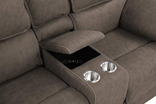 Artum Hill Rossi Power Loveseat with Dual Recliners, Hidden Storage, and USB Charging Station, Grey Taupe
