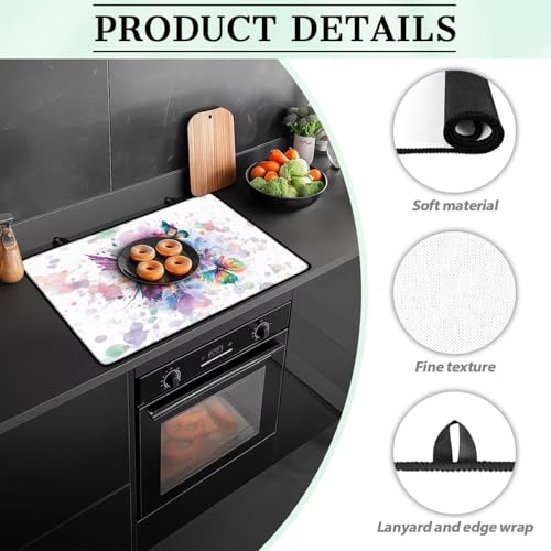 Image of Hummingbird Splash Stove Top Covers for Electric, Heavy Duty Silicone Glass Countertop Protector, Heat Resistant Range Ceramic Stove Top Covers Mat, Induction Cooktop Protector Home Decor