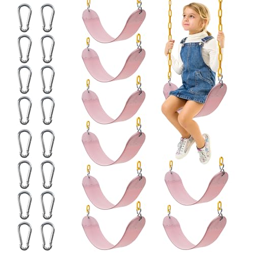 Image of Sunnyglade 8PCS Swings Seats Heavy Duty with 66 inch Chain, Playground Swing Set Accessories Replacement with Snap Hooks, Support 250lb (8, Pastel Pink)