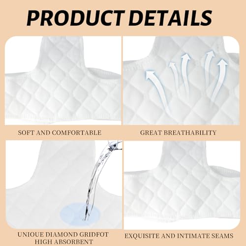 Women's Bra Sweat Pads 6 Pack, Cotton Absorbent Under Breast Sweat Pads, Reusable and Washable4