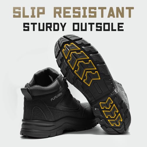 Image of Furuian Steel Toe Boots for Men Women Comfortable Lightweight Work Boots for Men Slip Resistant High Top Steel Toe Safety Shoes Puncture Proof Indestructible Construction Shoes