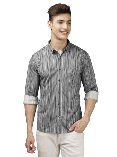 Image of BULLMER Trendy Regular Fit Striped Causal Full Sleeve Shirt for Men.