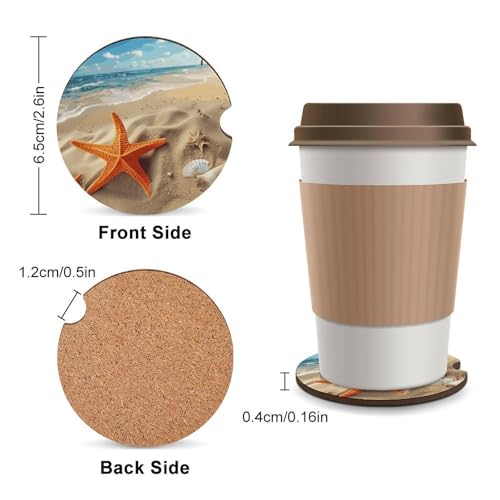 Portavasos para Auto de Madera con Diseño Estrella de Mar miniatura 2