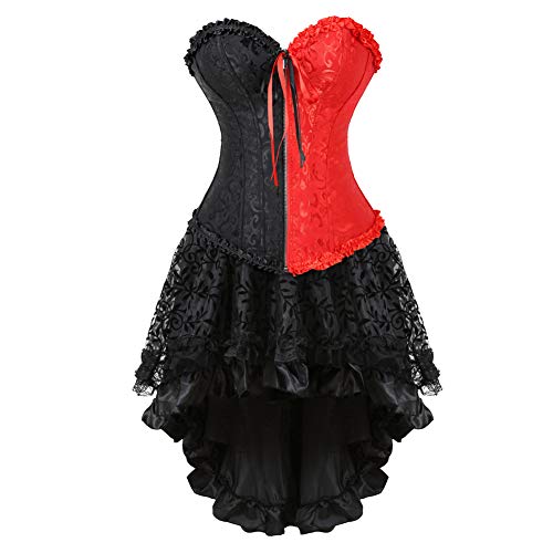 Grebrafan Plus Size Corset Skirts Masquerade Dresses for Women (US(20-22) 6XL, red Black)