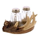 The Bridge Collection Wildlife Deer Antler Salt and Pepper Shaker Set - Lodge Style Kitchen and Dining Table Accessory - Hunting Themed Cabin Decor