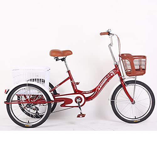 三輪自転車 大人用三輪車 3輪 20インチ 三輪クルーザーバイク ショッピングバスケット付き 快適自転車 レクリエーション ショッピング ピクニック エクササイズ メンズ レディース サイクリング ペダリング用