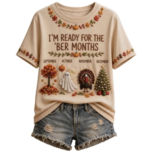 Halloween Shirts for Women Vintage I'm Ready for the BER Months Print Shirt - image 1
