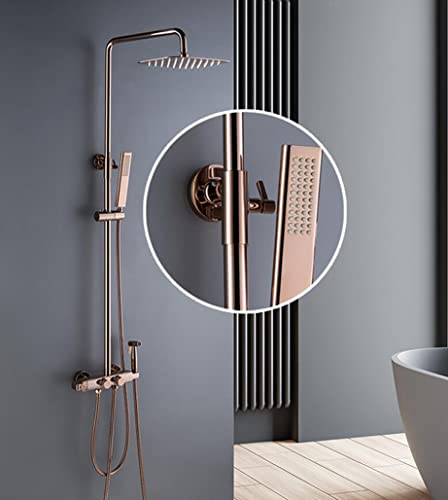 Ensemble de robinets de douche complet avec pommeau rectangulaire et douchette b - 8
