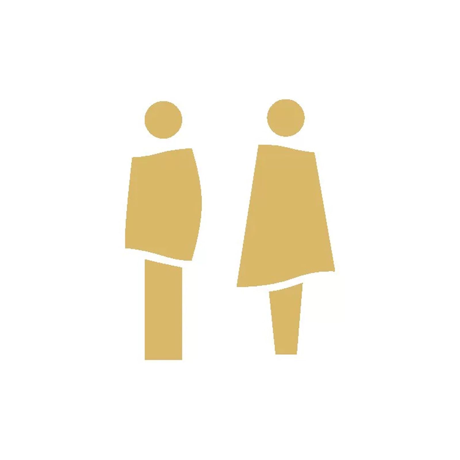 Bathroom Signs, Restroom Sign For Business - For Men and Women(Gold)