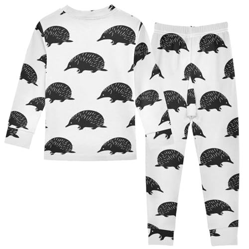 Pajama Sets Long Sleeve Black and White Armadillos Pattern Soft Comfy Sleepwear 2 Piece PJS 3-8T3