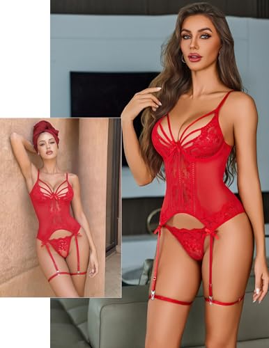 Avidlove Sexy Underwire Teddy with Garter for Women Strappy Cutout Lingerie - image 6
