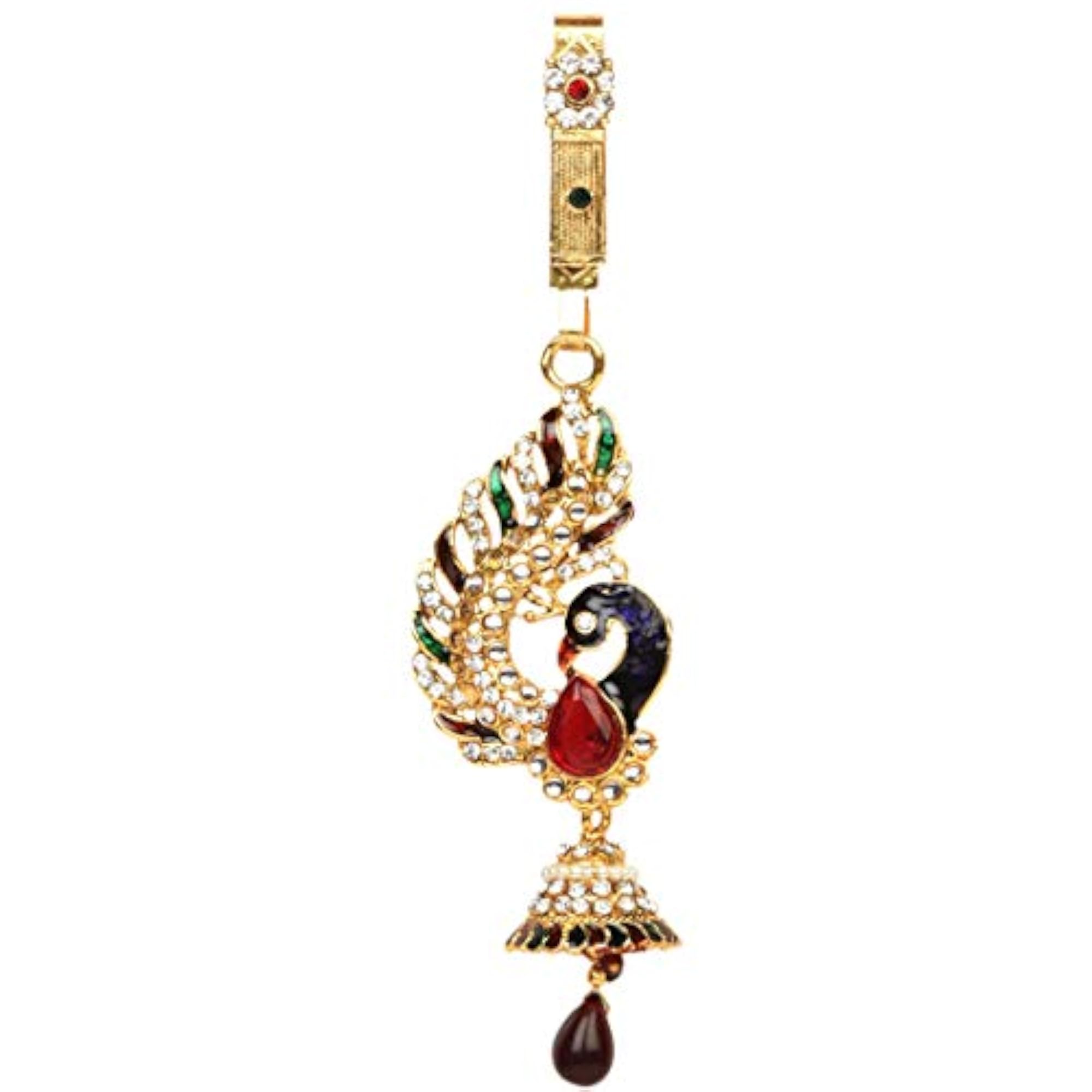 Gold Plated Peacock Design Kundan & Pearl Juda Pin