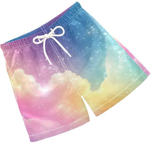 Pigsaly Boys' Swim Board Shorts Rainbow Gradient Stars Starry Boy's Swim Trunks Kids Swimwear 2T