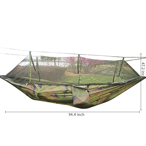 Rusee Camping Hammock, Mosquito Net Outdoor Hammock Travel Bed Lightweight Parachute Fabric Double Hammock for Indoor, Camping, Hiking, Backpacking, Backyard - Thumbnail 5