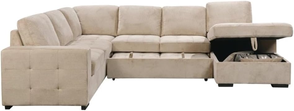 123" Oversized Sectional Sofa with Storage Chaise, U Shaped Couch for Large Space Dorm Apartment