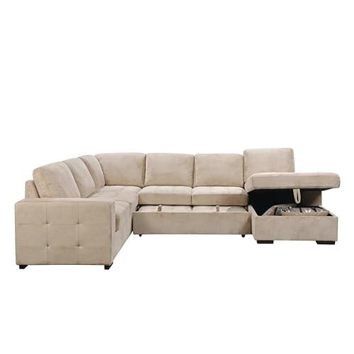 123" Oversized Sectional Sofa with Storage Chaise, U Shaped Sectional