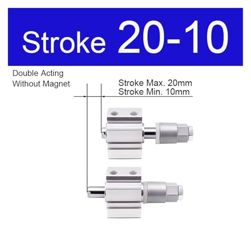 Cylindre pneumatique compact SDAJ32 double effet piston alu course réglable 20-10mm - 5
