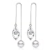 MSECVOI Elegant 925 Sterling Silver Threader Tassel Earrings Pearl Ball Drop Long Chain Earrings Wedding for Women and Girls